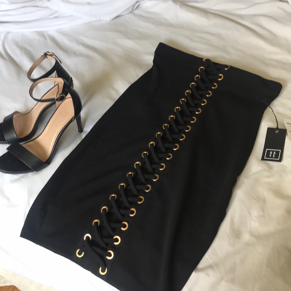 Black Laced up Dress NWT